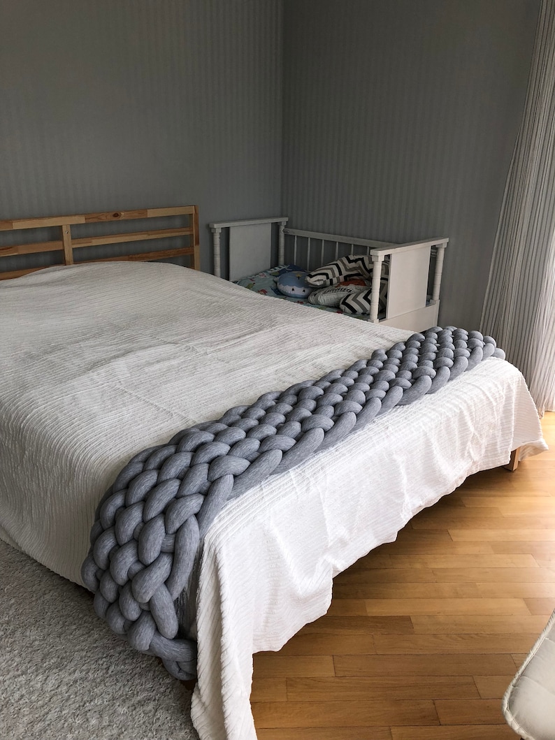 Braided Bed Throw Runner King Knotted Scarf Blanket Bed Bench Etsy