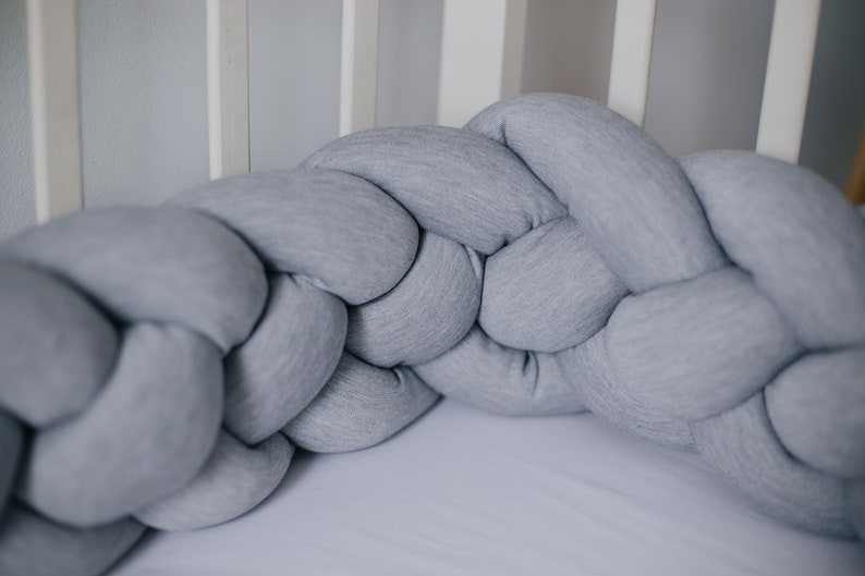 DOUBLE Braided Crib Bumper Grey Cot Bumper Braid Pillow Gray Etsy