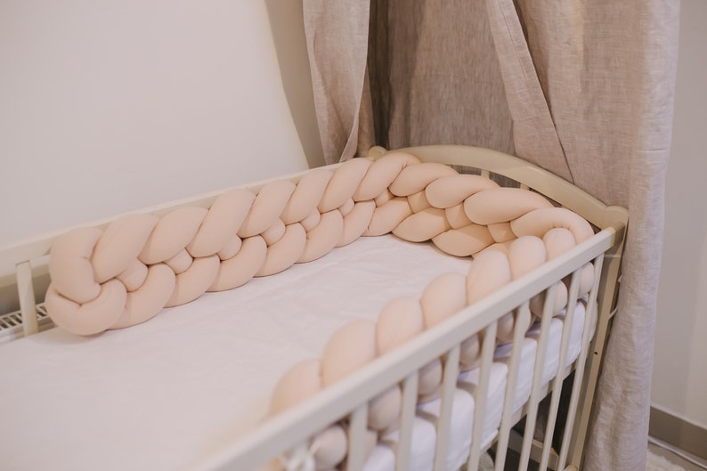DOUBLE Braided Beige Crib Bumper Knot Cushion Knot Pillow Etsy