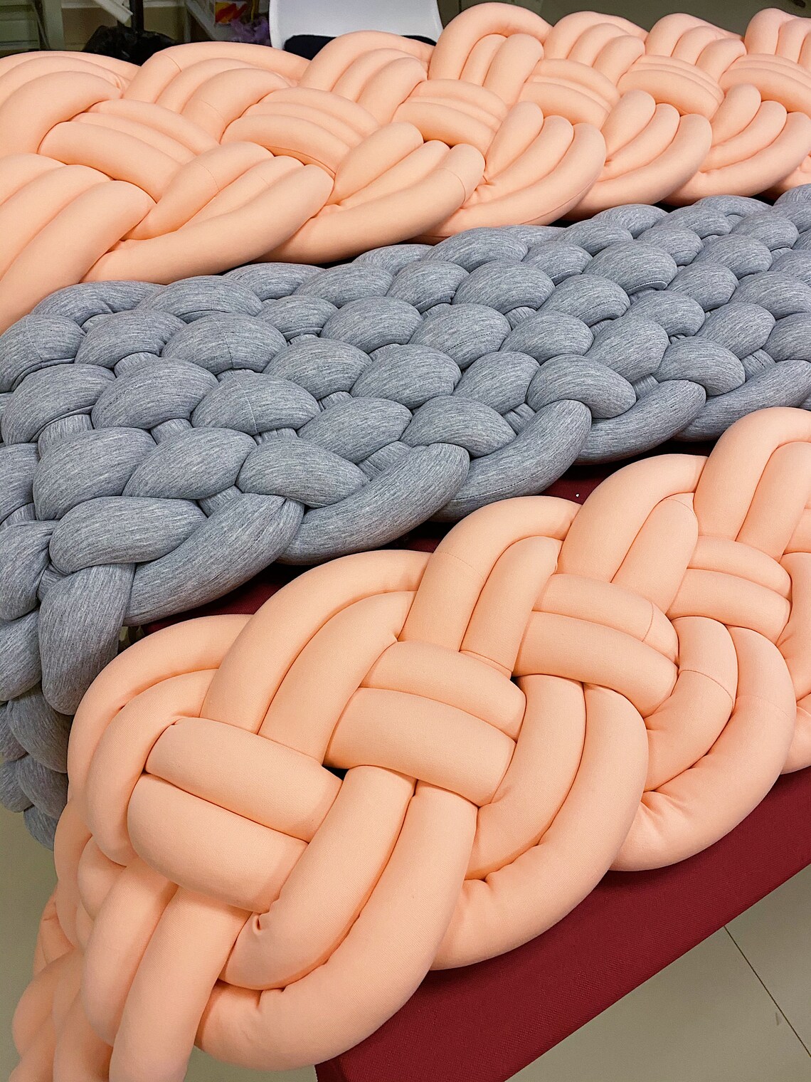 Braided Bed throw runner King knotted scarf blanket Bed bench Etsy