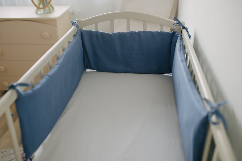 Linen crib bumper pads organic fabric cot safe bumper linen Etsy