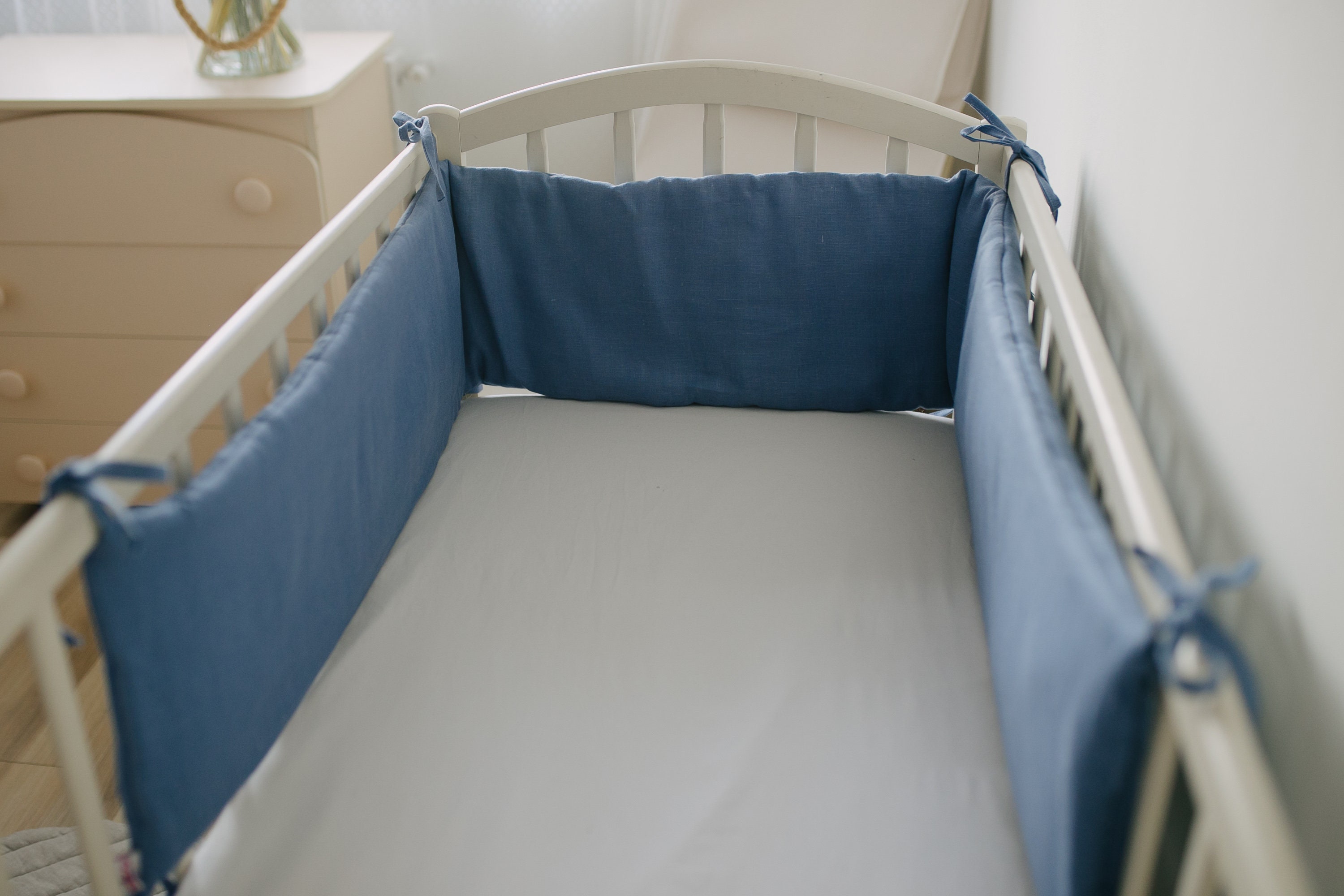 Linen crib bumper pads organic fabric cot safe bumper linen Etsy
