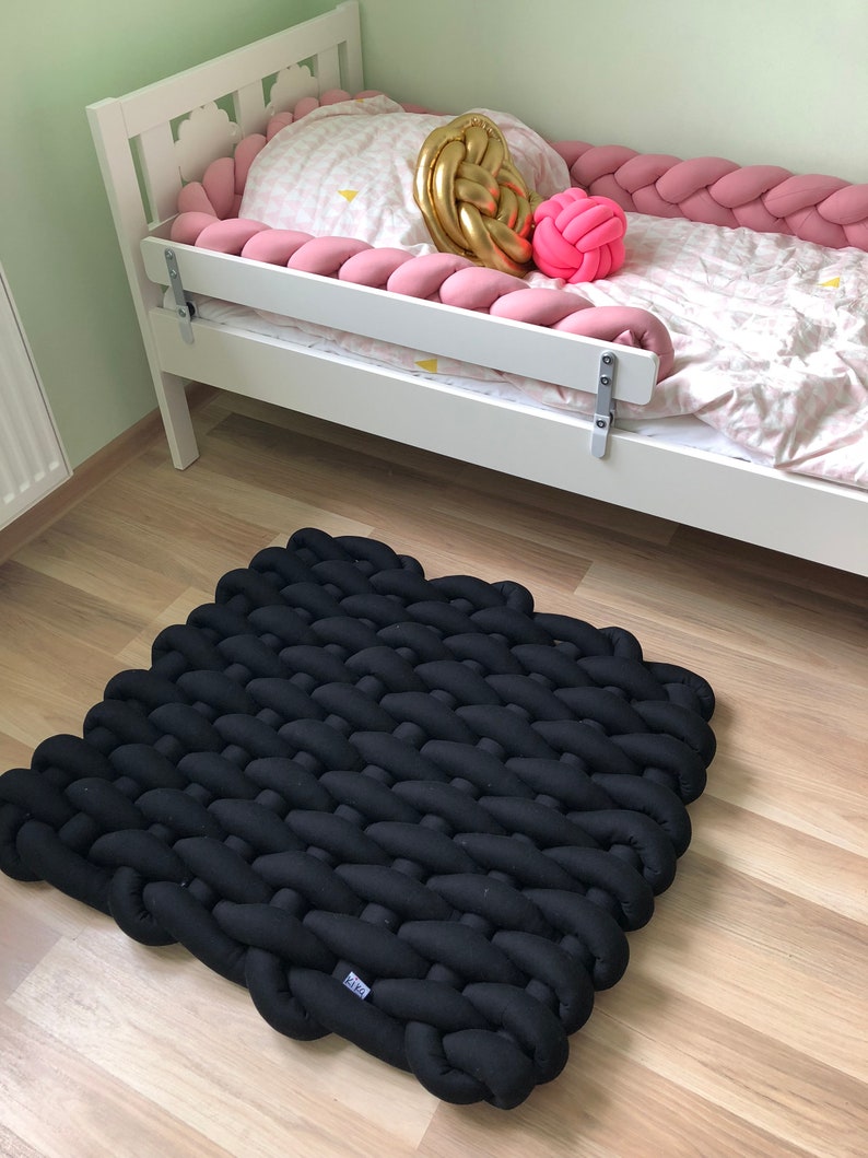 Nursery Play Mat Tepee Floor Black Kids Rug Nursery Decor Etsy