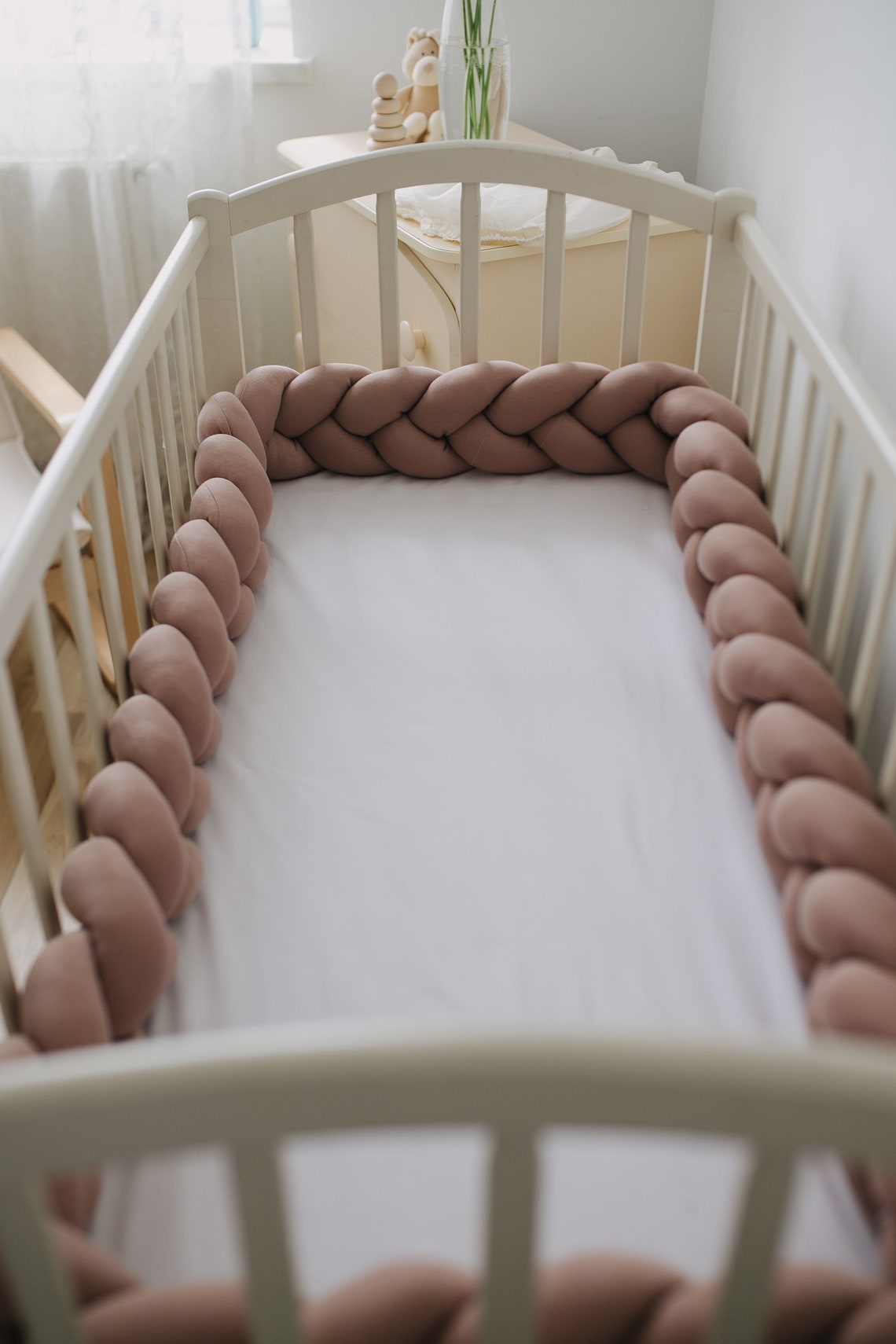 Braided Crib Bumper white Knot Pillow Bolster Pillow Etsy