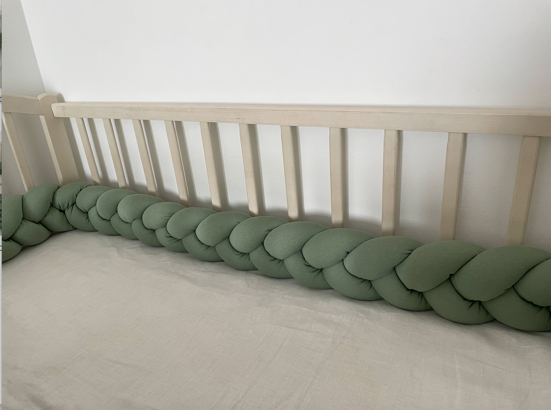 Braided Crib Bumper sage green Etsy