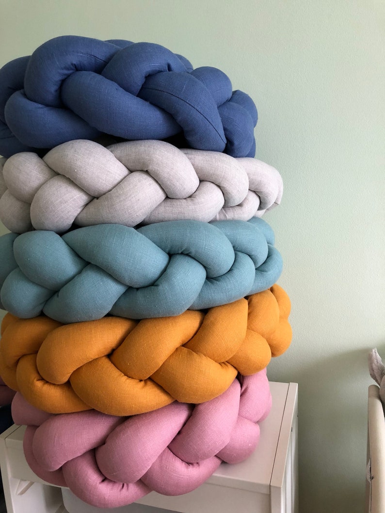 Braided Crib Bumper Mustard Cot Bumper Mini Crib Bedding Etsy