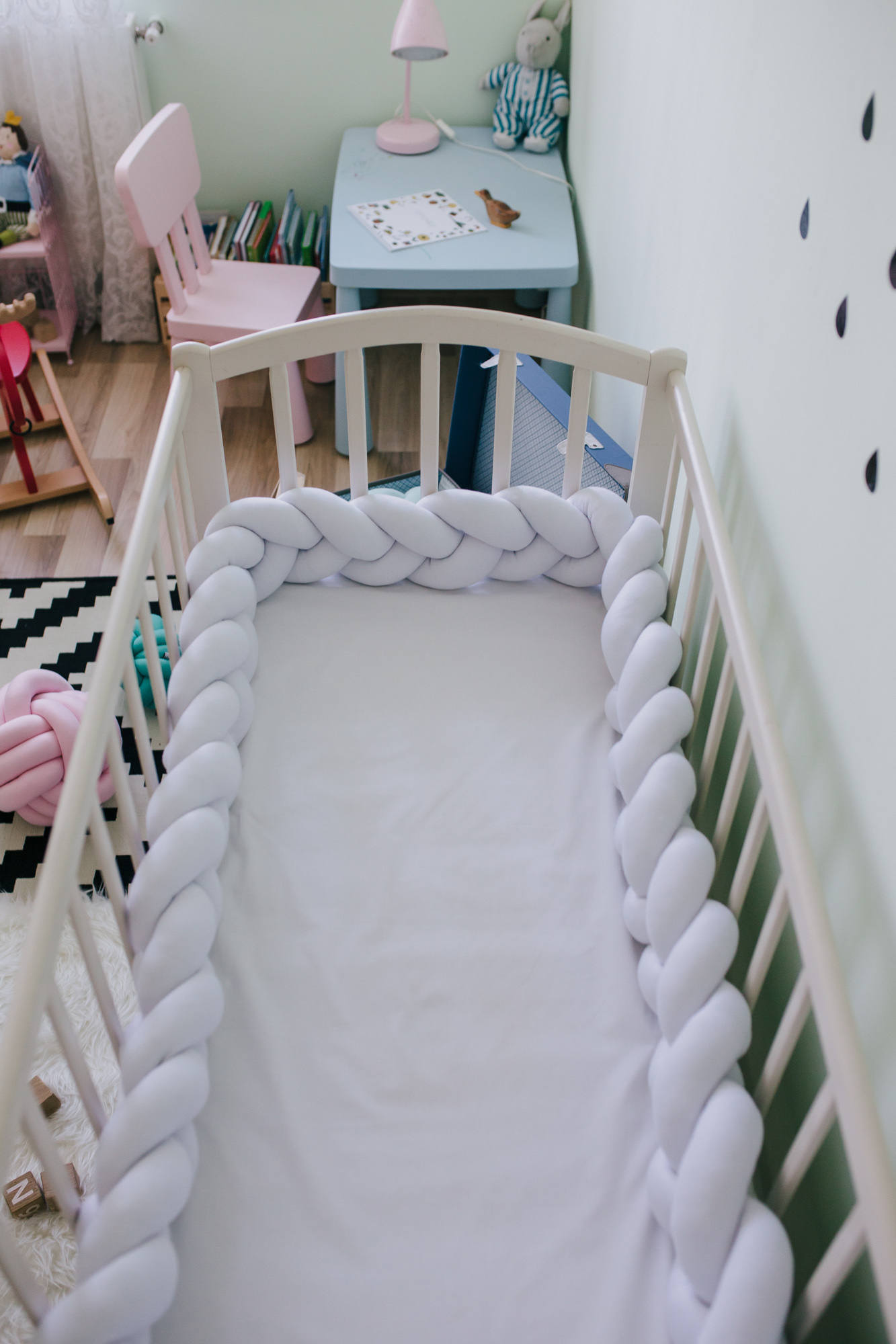 Crib Bumper Baby Deco Baby Shower baby bumper Nursery Baby Gift USA knot bumper Braided Crib Bumper newborn gift baby gift