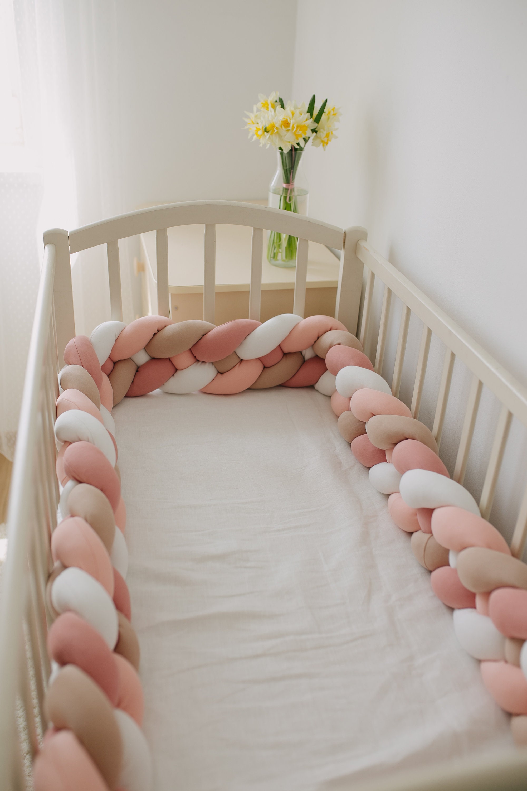 DOUBLE Braided Crib Bumper Mint Knot Cushion Knot Pillow Etsy
