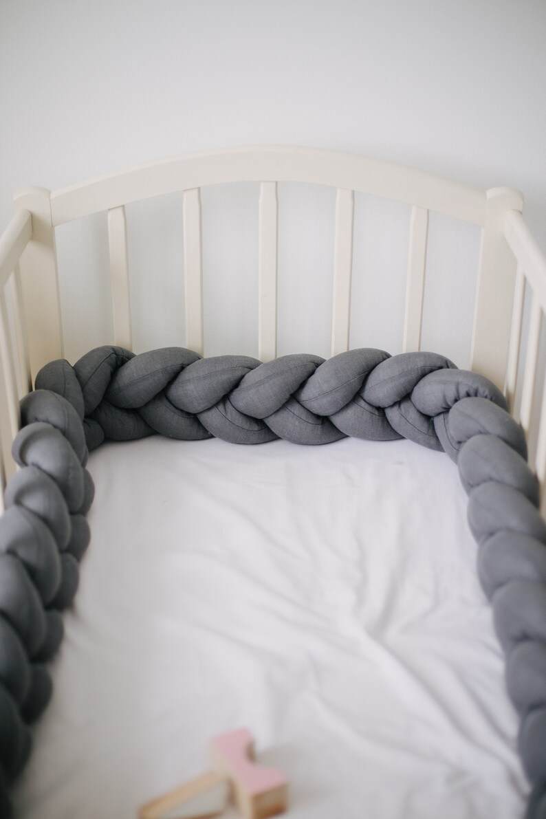 Gray Cot Bumper Knot Pillow Crib Bumper Pad Cot Sheet Crib Etsy