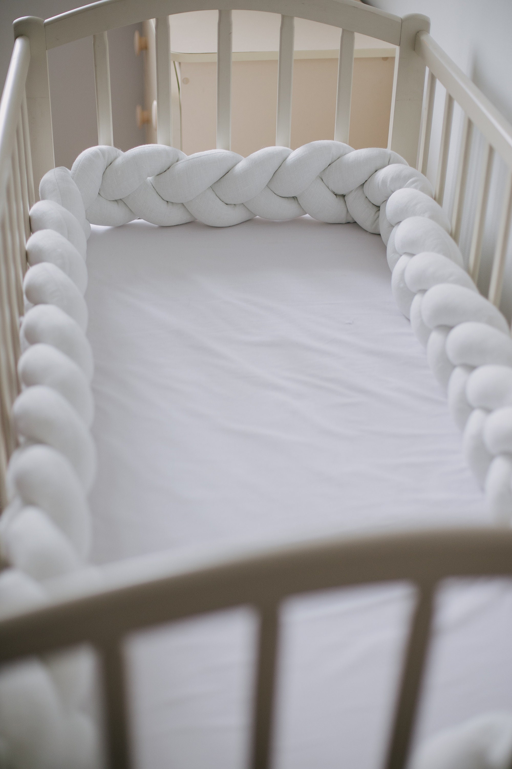 Braided crib bumper mustard cot bumper mini crib bedding Etsy