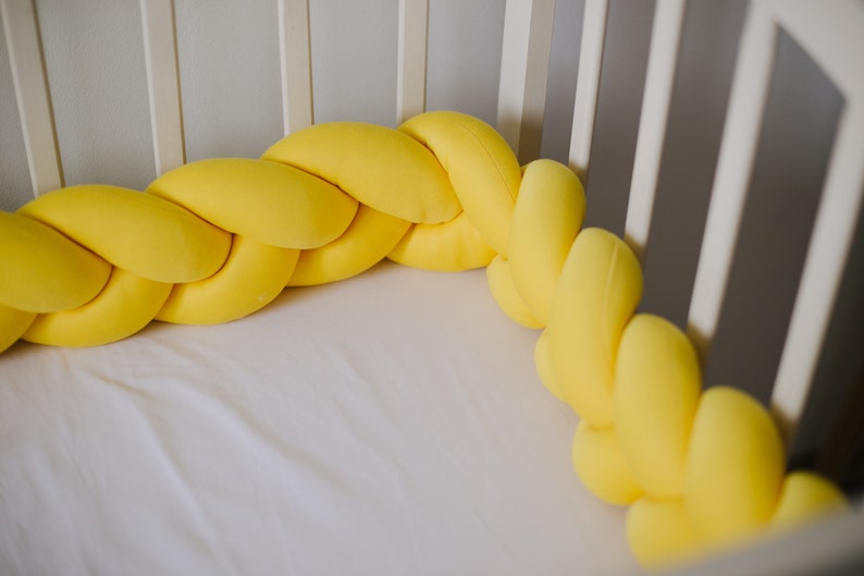 Braided Crib Bumper Yellow Knot Cushion Knot Pillow Bolster Etsy