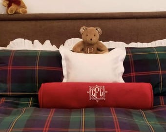 Personalized bolster Luxury velvet pillow monogrammed throw pillow Cushion embroidered Housewarming gift Home decor Master bedroom pillow