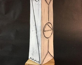 Homage to Pythagoras - Handbuilt Clay Sculpture with White Acrylic Wash Interior designs table decor Timeless gift