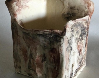 Hand-Built Wabi-Sabi Decor Clay Object waxed, free form box object, white clay table decor interior design