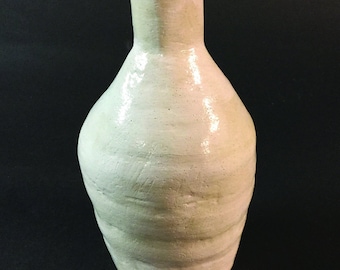 Hand-built Ceramic Vase with Blue Rim | Wabi-Sabi Simplicity Table decor interior designs Japanese art pottery