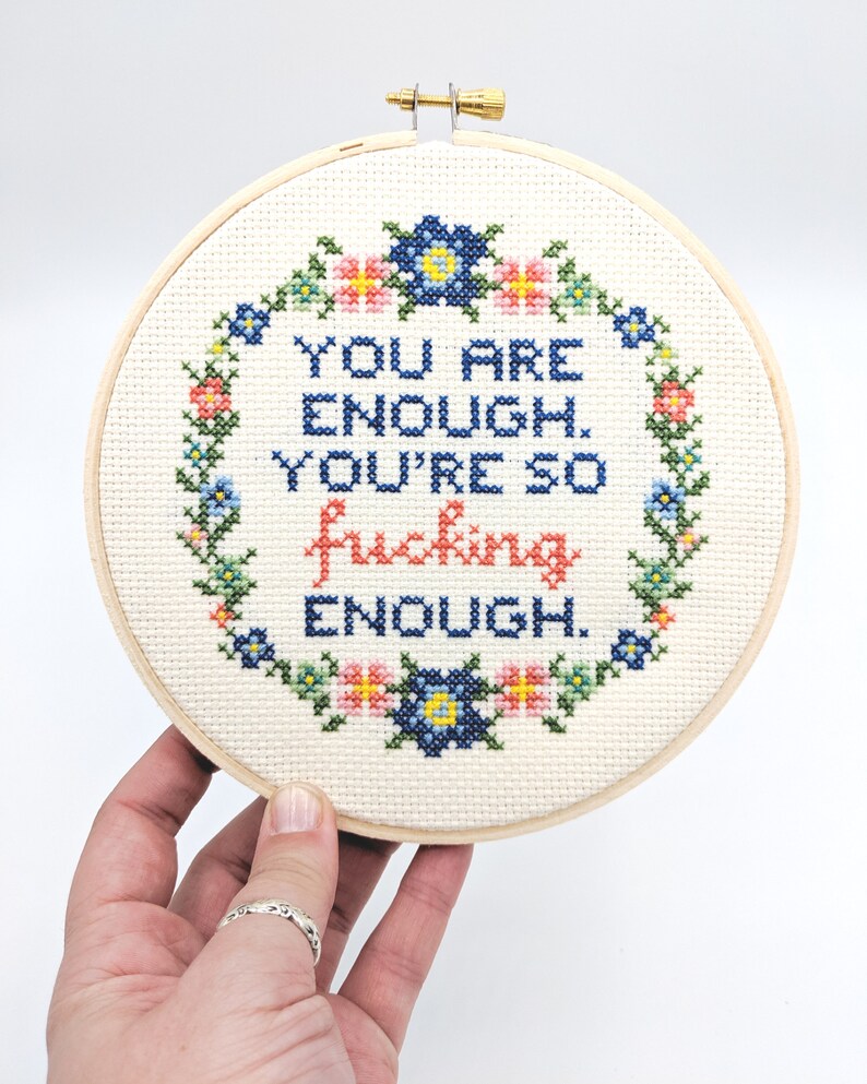 Cross Stitch Pattern You Are Enough Mental Health Cross Etsy