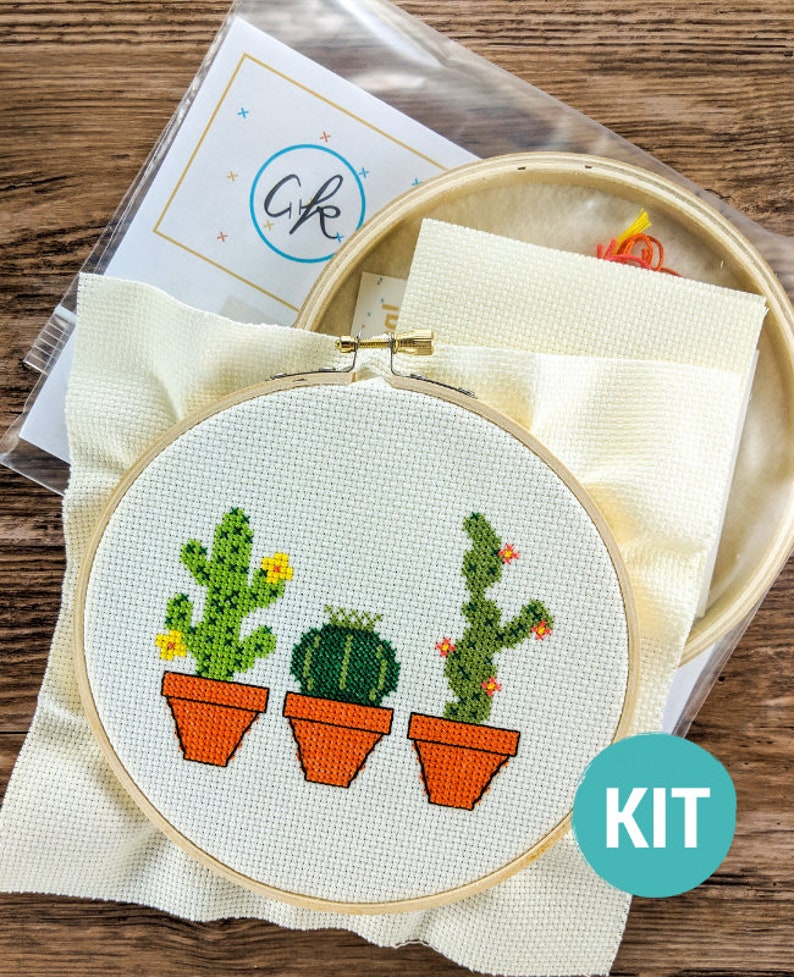 Kit de punto de cruz punto de cruz de cactus suculento | Etsy