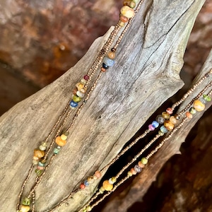 beautiful copper heishi and gemstone beaded necklace / #65