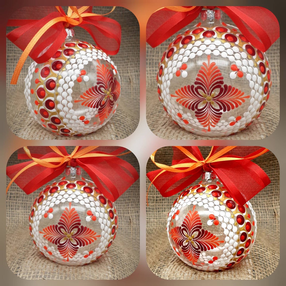 Bespoke Large 8сm glass hand painted Christmas bauble ornament Etsy