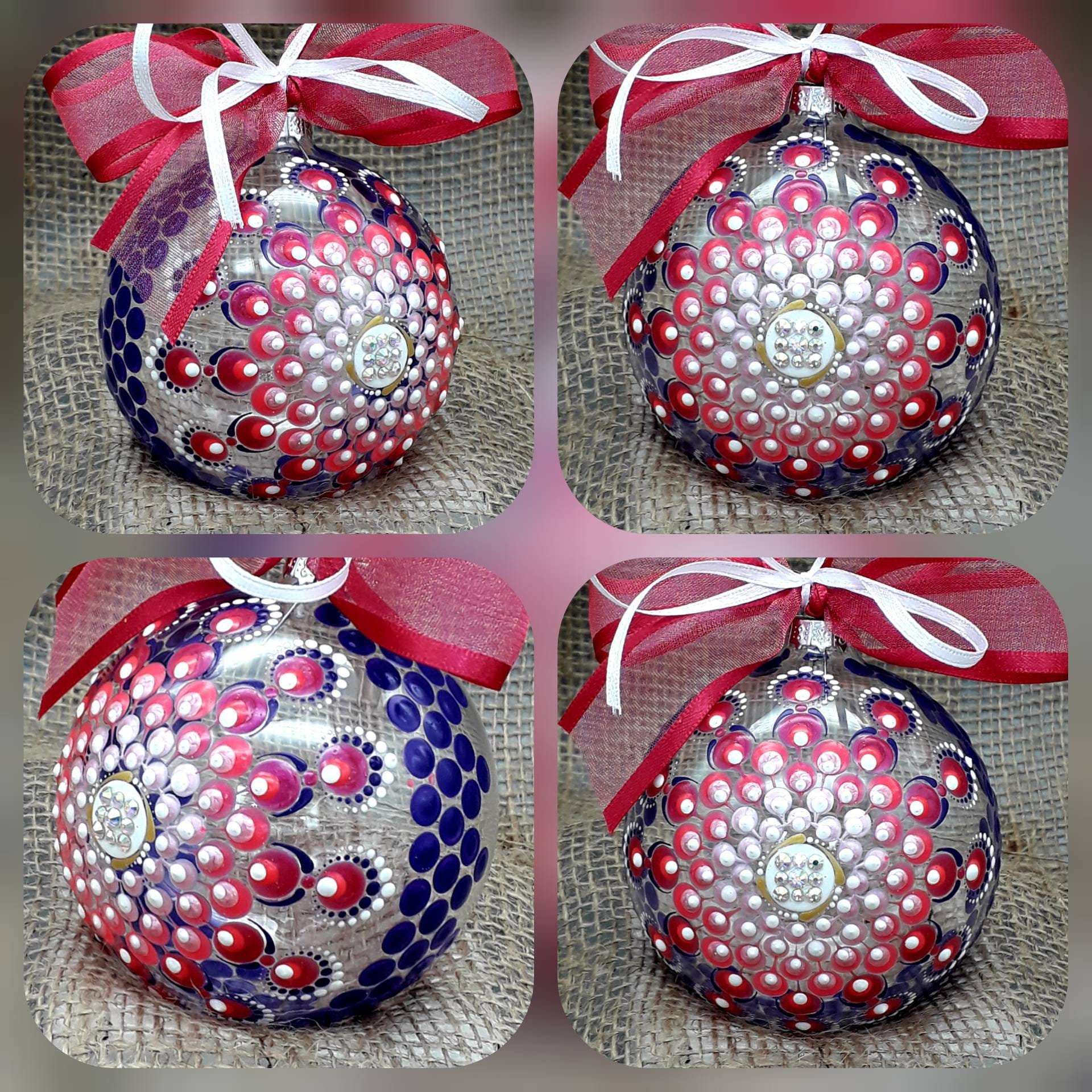 Bespoke Large 8сm glass hand painted Christmas bauble ornament Etsy