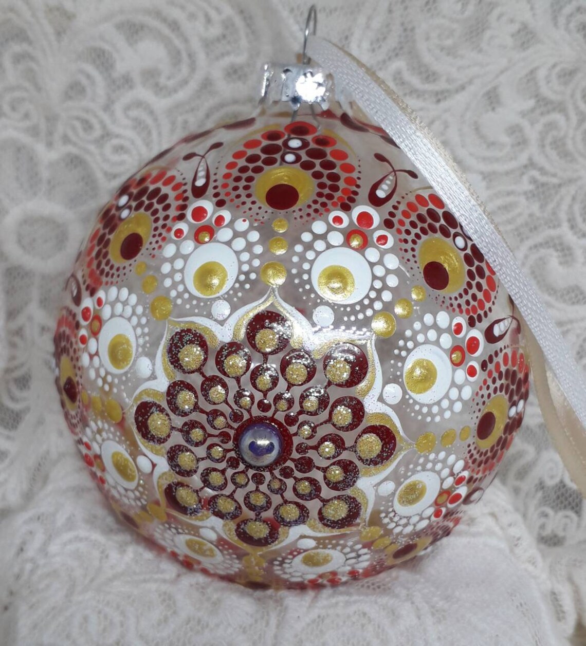 Bespoke Large 8сm glass hand painted Christmas bauble ornament Etsy