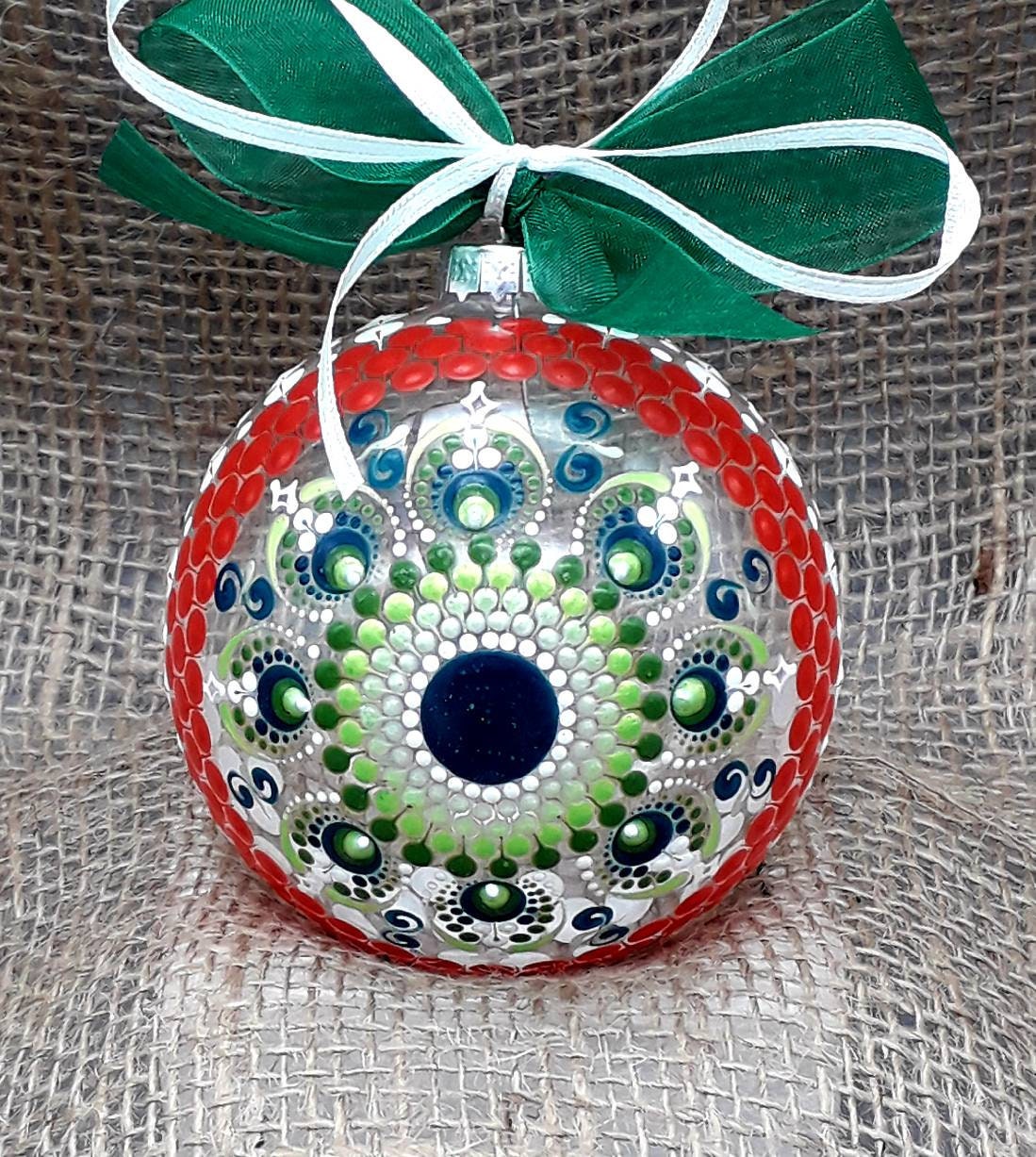 Bespoke HandPainted Large Glass Christmas Bauble 8cm ornament Etsy
