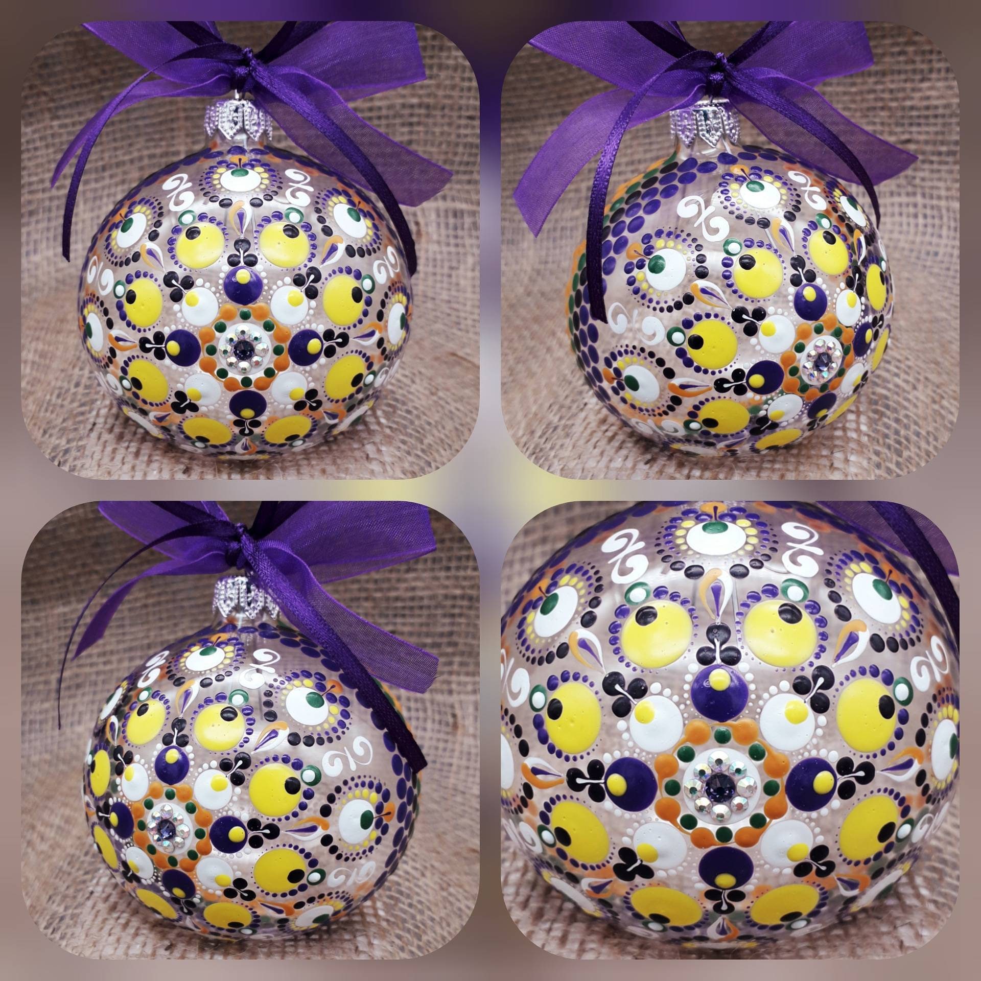 Bespoke Large 8cm glass hand painted Christmas bauble ornament Etsy