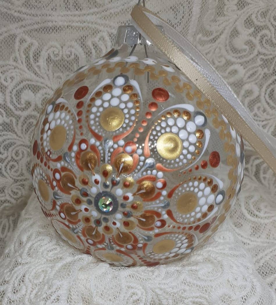Bespoke Handpainted Large Glass Christmas Bauble Ornament Etsy UK