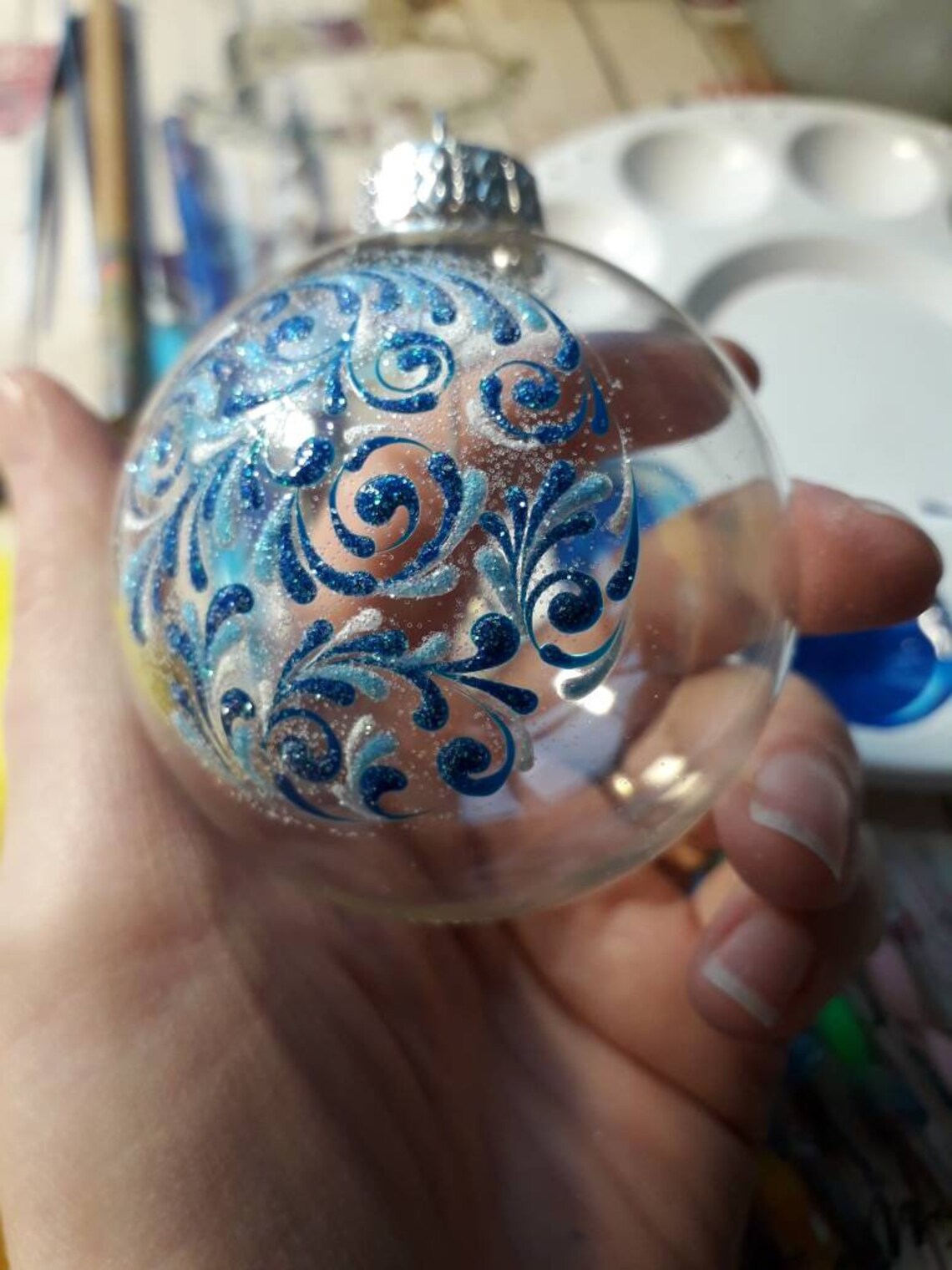 Box of 4 Medium 6cm Hand Painted Glass Baubles Christmas Etsy