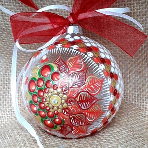 Beautiful 8cm glass hand painted Christmas bauble ornaments decorations