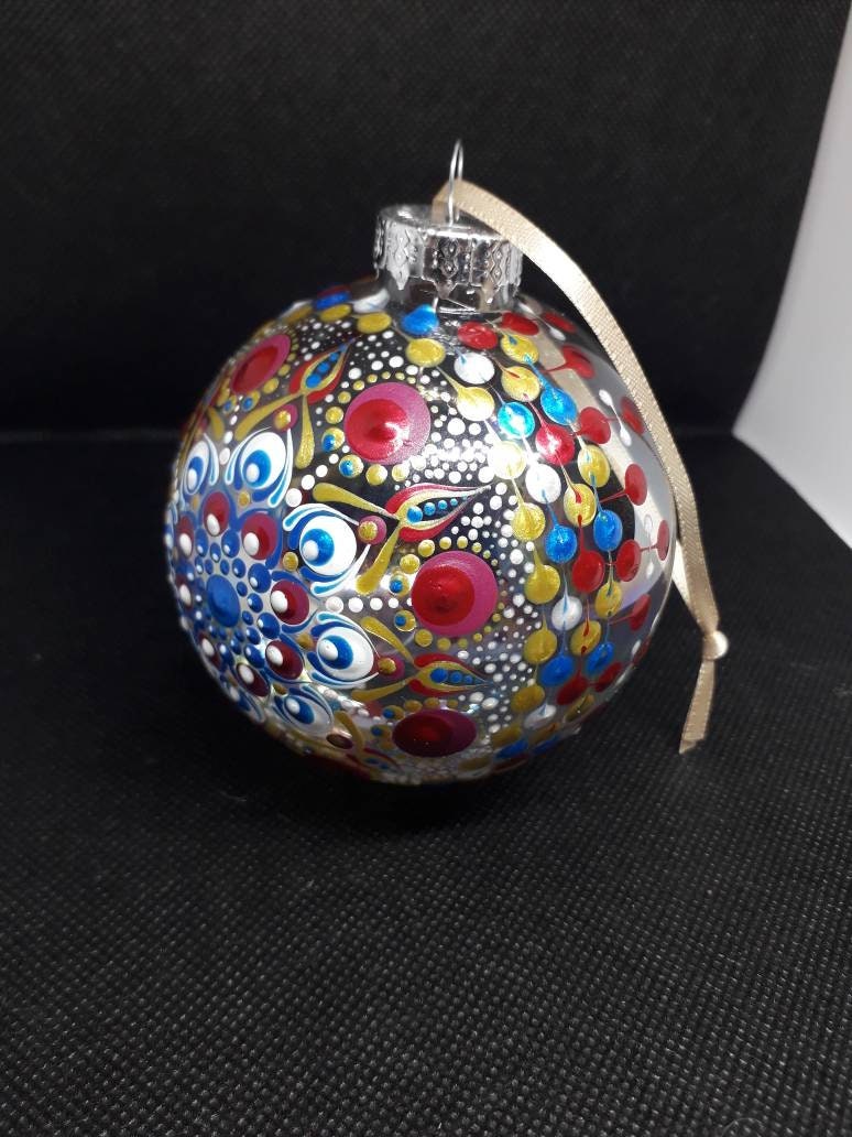Bespoke Large 8сm glass hand painted Christmas bauble ornament Etsy