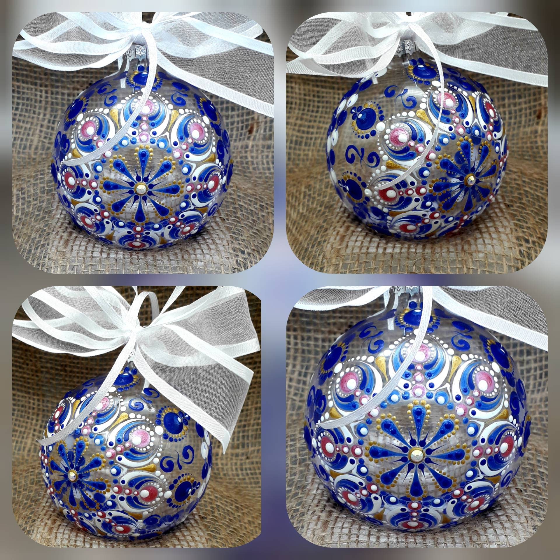 Bespoke HandPainted Large Glass Christmas Bauble 8cm ornament Etsy