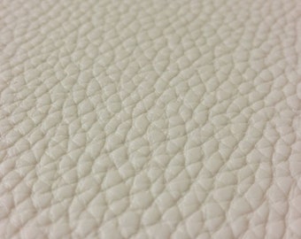 May include: Close-up of a textured, off-white leather surface.
