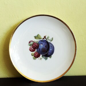 Romantic Vintage Serving Plate With Fruit Decor, Farmhouse Kitchen Decor, Painted Fruit Plate, Gold Trimming, KRONACH BAVARIA GERMANY