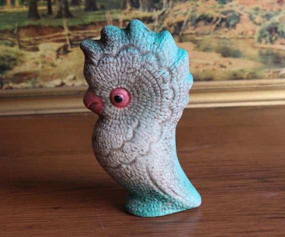 Rare soviet rubber vintage toy Parrot 1950s, Rare Soviet Cockatoo Toy