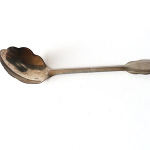 Antique Round Bowl Serving Sugar Spoon, Scalloped Designed Serving Spoon