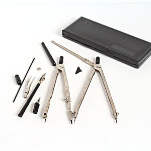 Antique Drawing Set,  Set of Compasses,  Architectural Drafting Tool Set, Engineering Drafting Tools, USSR
