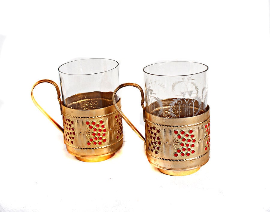 Set of 2 Russian Tea Glass Holder Podstakannik Soviet Etsy