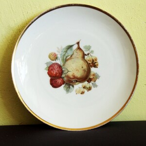 Romantic Vintage Serving Plate With Fruit Decor, Farmhouse Kitchen Decor, Painted Fruit Plate, Gold Trimming, KRONACH BAVARIA GERMANY