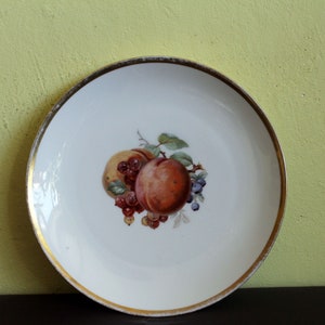 Romantic Vintage Serving Plate With Fruit Decor, Farmhouse Kitchen Decor, Painted Fruit Plate, Gold Trimming, KRONACH BAVARIA GERMANY