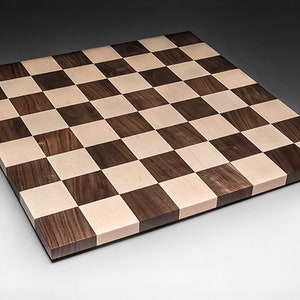 Wood Chess Board 18 Inch Handmade with Solid Maple and Walnut  - Checkers Board Game - Birthday Gift For Chess Player - Made in the USA