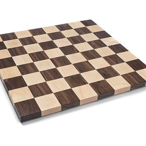 Wooden Chess Board  - 16 Inch Board Game Made of Solid Maple and Walnut  Wood - Handmade Gift For Chess Player - Handcrafted in the USA