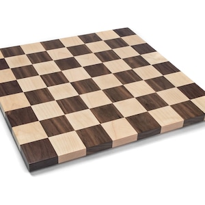 Wood Chess Board  - 16 Inch Board Game -  Solid Maple and Walnut Wood - Birthday Gift For Chess Player - Handmade in the USA