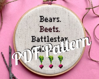 PDF pattern | The Office Cross Stitch | Bears Beets Battlestar