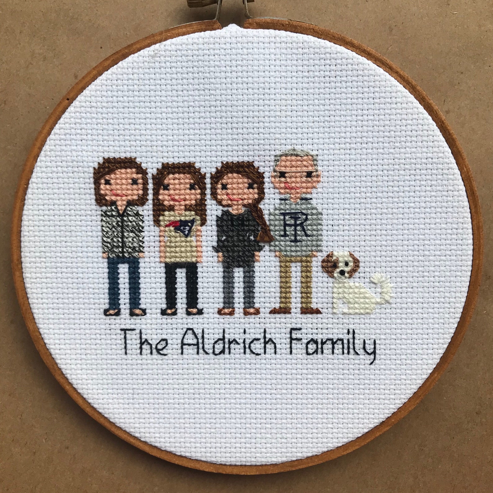Five Figure Portrait Custom Cross Stitch Family Portrait Etsy