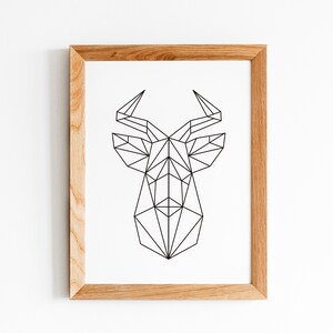 Geometric Deer Wall Art Printable, Deer Poster, Geometric Reindeer ...