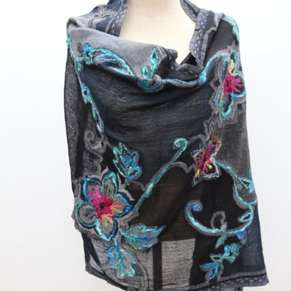 Floral Embroidered Scarf