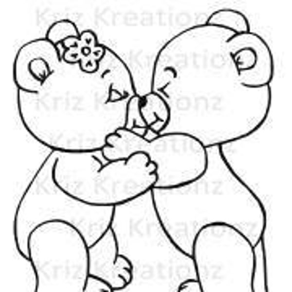 Kissing Bears Outlined SVG