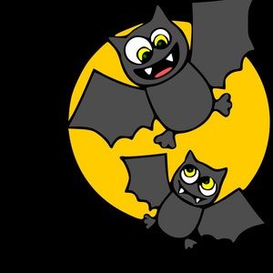 Bats on a Halloween Moon SVG File to cut with Cricut or Silhouette**