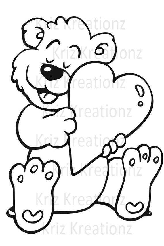 Teddy Bear With Heart Outline Svg Cut File Etsy Teddy Bear With Heart Outline Svg Cut File Etsy
